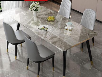Glossy Italian Gray 27mm Dining Table + 4 Lightning Chairs (Pre Order Only)